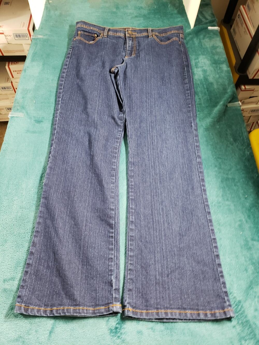 Jordache Jeans Size 16 Womens Blue Pants Ladies Denim Mid Rise Straight Wide Leg